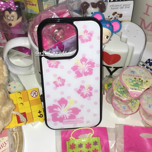 ins高级女粉色扶桑花亚克力黑边适用苹果iPhone16promax手机壳1312pro小米1415Pro华为mate60p70三星S23防摔