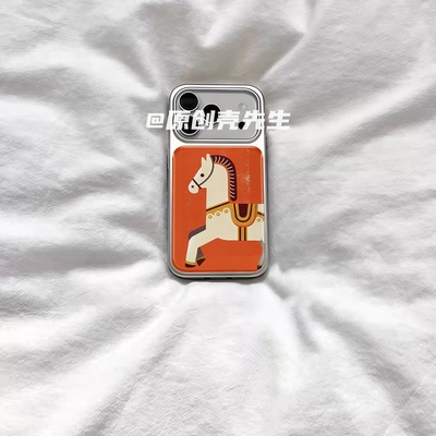 ins可爱复古新年小马电镀银磁吸适用苹果iPhone17promax手机壳1615pro小米1415Pro华为mate60p70三星S23防摔