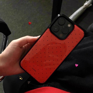 ins发财好运红波点亚克力黑边适用于苹果iPhone16promax1312pro小米1415Pro华为mate60p70三星S23防摔手机壳