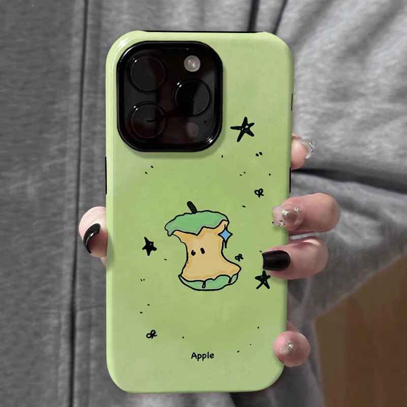 绿苹果可爱适用苹果16promax手机壳卡通iPhone15proiP14/13女16e12新款7个性xsmax防摔11保护套8plus菲林xr