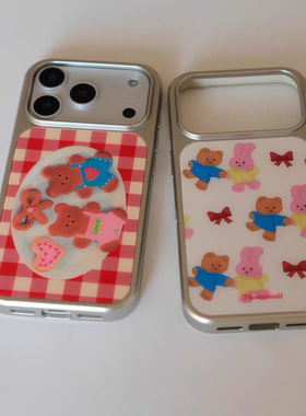 ins新年圣诞小熊饼干电镀银磁吸适用苹果iPhone17promax手机壳1615pro小米1415Pro华为mate60p70三星S23防摔