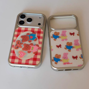 ins新年圣诞小熊饼干电镀银磁吸适用苹果iPhone17promax手机壳1615pro小米1415Pro华为mate60p70三星S23防摔