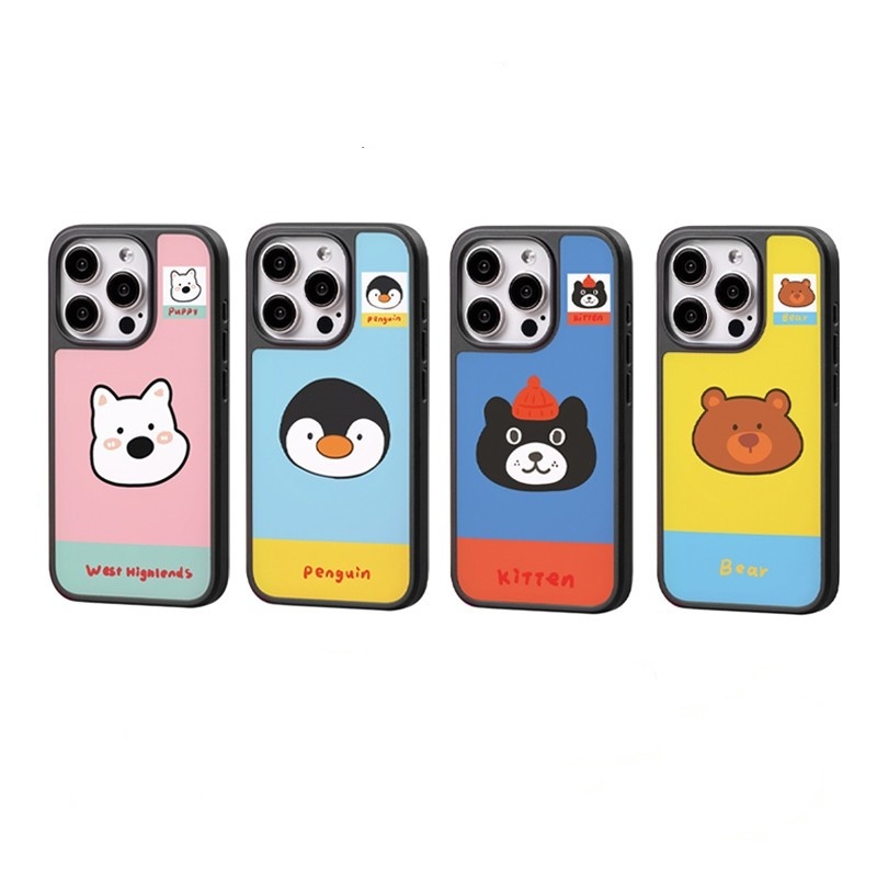原创动物小狗ins风亚克力黑边磁吸适用苹果iPhone16promax手机壳1315pro小米14Pro华为mate60p70三星S23防摔
