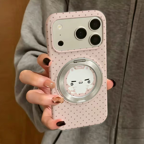 ins风复古可爱波点猫咪旋转支架适用苹果17手机壳iphone18promax菲林硬壳15新款16pro防摔保护套超好看高级感