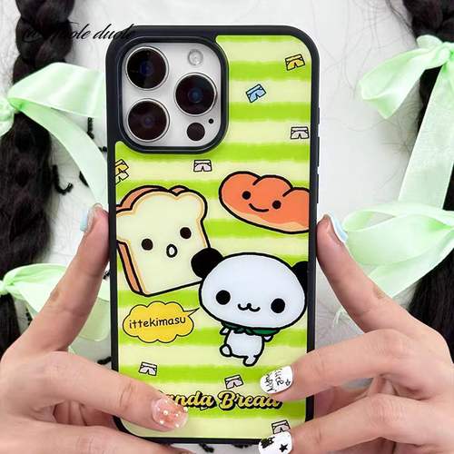 原创小熊猫吐司面包可爱亚克力黑边适用苹果iPhone16promax手机壳15pro小米14Pro保护套华为mate防摔三星荣耀