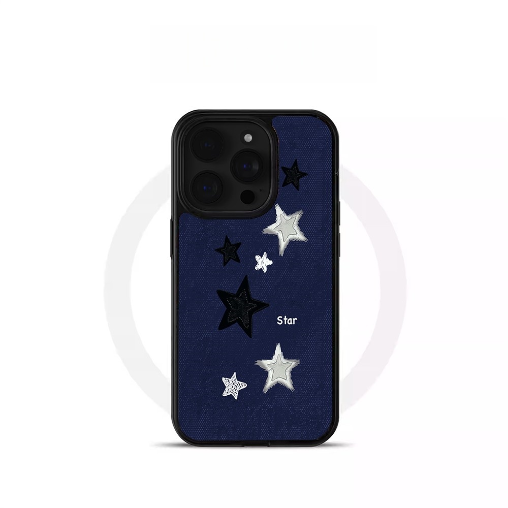 ins个性晕染星星黑边磁吸适用苹果iPhone17promax16手机壳1312pro小米1415Pro华为mate60p70三星S23防摔软壳