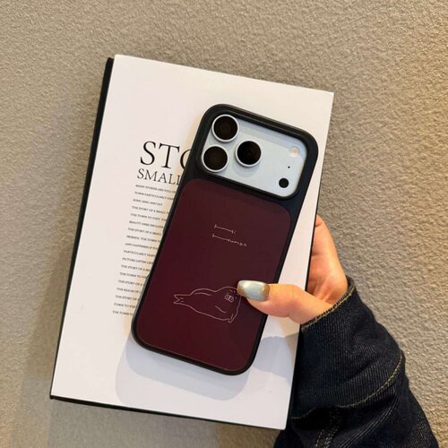 ins风复古海豹黑边玻璃磁吸适用苹果iPhone18promax手机壳1716pro小米1514Pro华为mate80p90荣耀vivooppo防摔