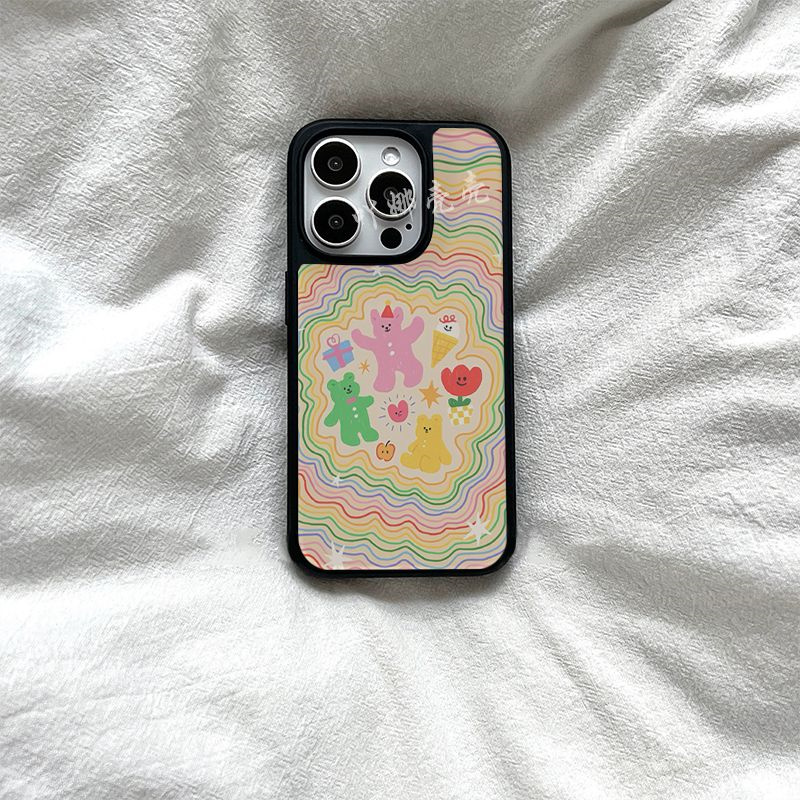 原创魔法小熊iins适用iphone16Promax黑边亚克力手机壳15pro磁吸苹果小米141312三星1116plus防摔14pro华为