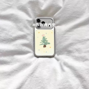 ins风复古圣诞树小猫电镀银磁吸适用苹果iPhone17promax手机壳1615pro小米1415Pro华为mate60p70三星S23防摔