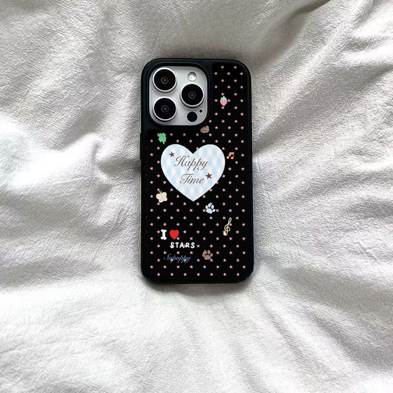 ins风古早星星爱心黑边软壳磁吸适用苹果iPhone17promax手机壳1615pro小米1415Pro华为mate60p70三星S23防摔