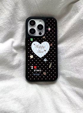 ins风古早星星爱心黑边软壳磁吸适用苹果iPhone17promax手机壳1615pro小米1415Pro华为mate60p70三星S23防摔