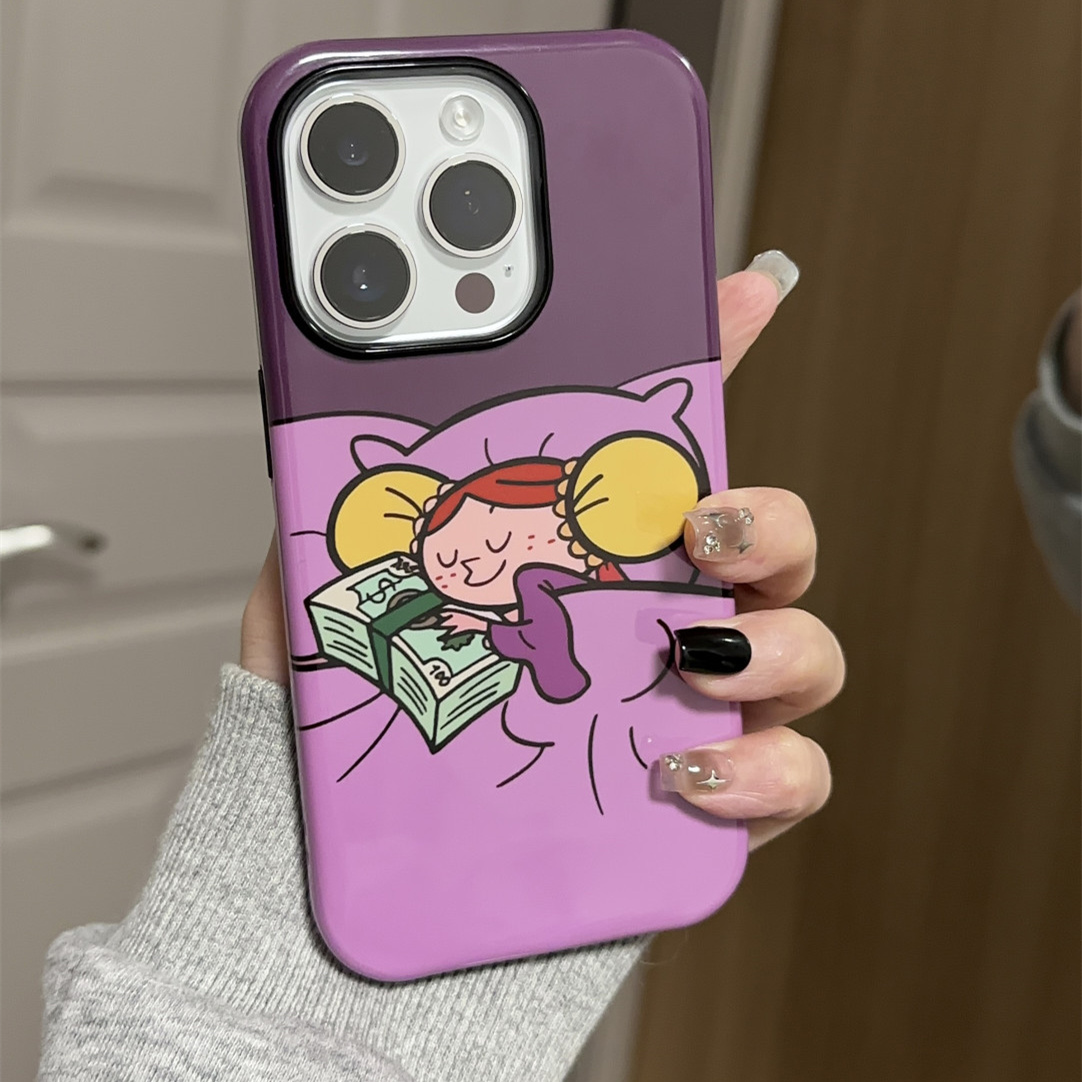 原创个性多金公主适用于15苹果14ProMax菲林手机壳iPhone12全包1413Pro可爱16Pro防摔11保护套8pXr二合一