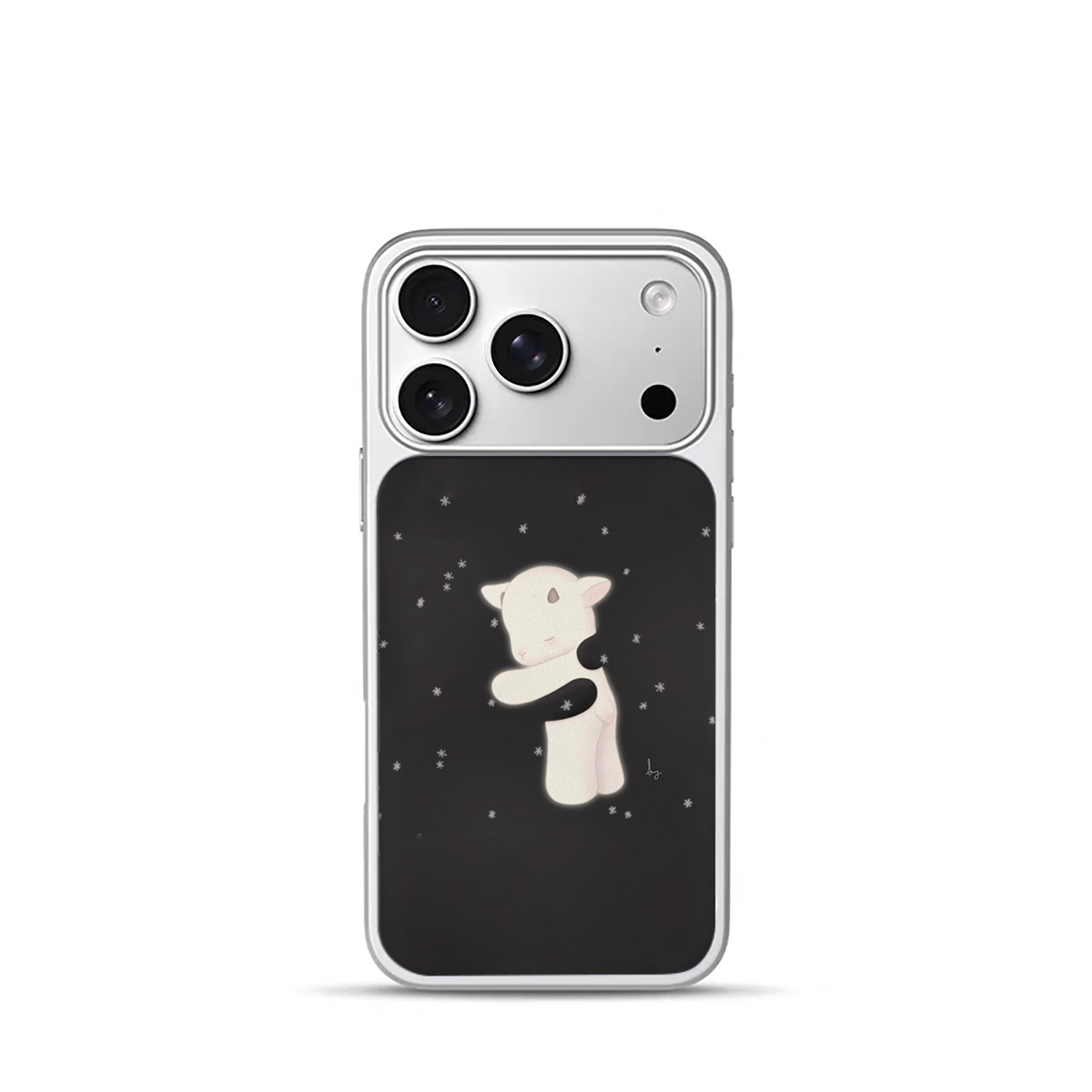 ins个性拥抱小羊黑边电镀银磁吸适用苹果iPhone17promax手机壳1615pro小米1415Pro华为mate60p70三星S23防摔