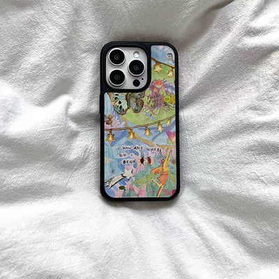 精灵聚会简约ins亚克力黑边磁吸适用苹果iPhone16promax手机壳131512pro小米14Pro华为mate60p70三星S23防摔