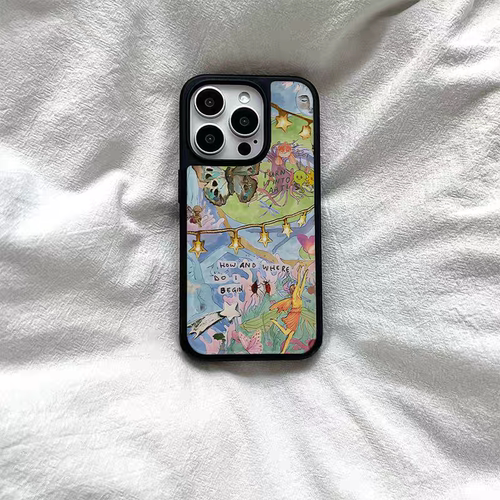 精灵聚会简约ins亚克力黑边磁吸适用苹果iPhone16promax手机壳131512pro小米14Pro华为mate60p70三星S23防摔