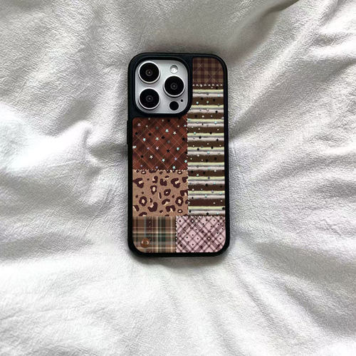 ins风拼接复古插画黑边软壳磁吸适用苹果iPhone17promax手机壳1615pro小米1415Pro华为mate60p70三星S23防摔