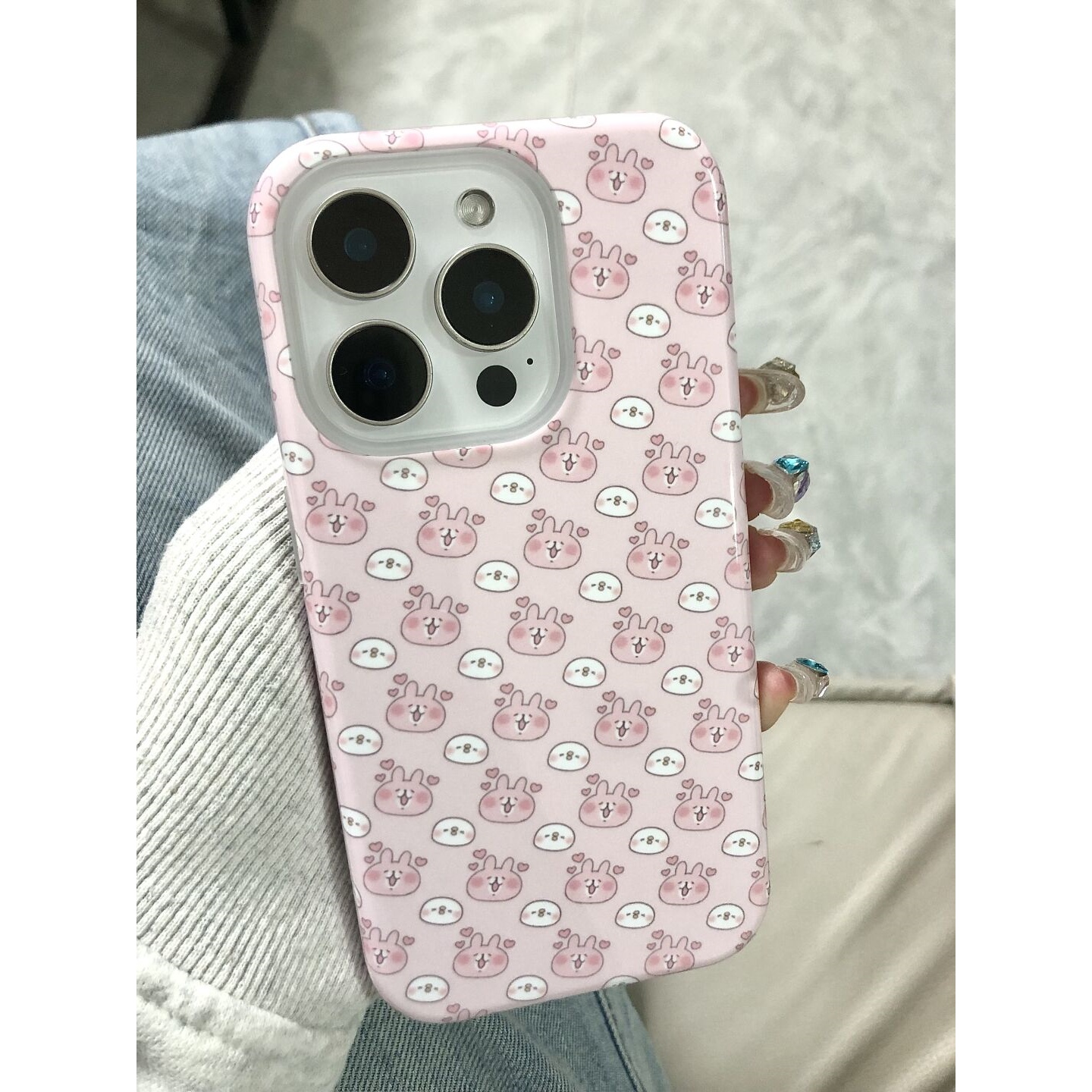 ins满屏小兔子适用于iPhone16Promax13pro手机壳菲林创意13小众15plus硬软壳11高级感14苹果14pro二合一78xs