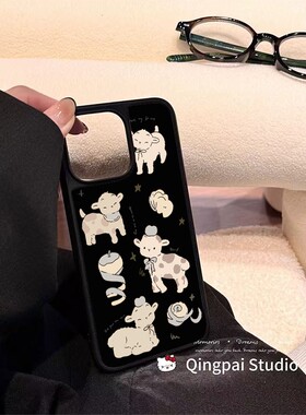 ins风复古可爱小羊黑边软壳磁吸适用苹果iPhone17promax手机壳1615pro小米1415Pro华为mate60p70三星S23防摔