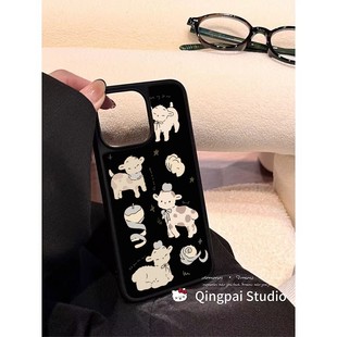 ins风复古可爱小羊黑边软壳磁吸适用苹果iPhone17promax手机壳1615pro小米1415Pro华为mate60p70三星S23防摔