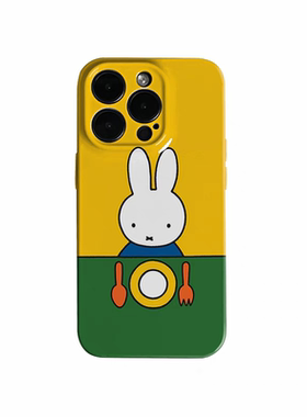 原创个性创意黄色兔子艺术可爱简约高级感适用iPhone14promax/13/11菲林软SE3/XS/8P二合一苹果12mini手机壳