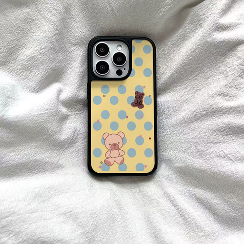 ins风波点小熊黑边软壳磁吸适用苹果小米iPhone17promax手机壳1613pro小米1415Pro华为mate60p70三星S23防摔