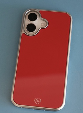 ins风个性红色百搭银边玻璃适用苹果iPhone17promax手机壳1615pro小米1415Pro华为mate60p70三星S23vivo荣耀
