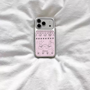 ins冬日粉粉圣诞雪人电镀银磁吸适用苹果iPhone17promax手机壳1615pro小米1415Pro华为mate60p70三星S23防摔