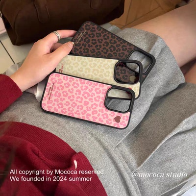 原创复古豹纹系列个性适用iphone16Promax黑边手机壳15pro新款苹果小米141312三星11硅胶16plus防摔14pro华为