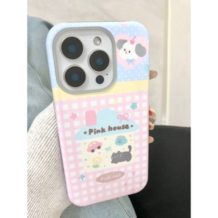 ins风格 子小狗房子高级感适用与iPhone17苹果16promax菲林二合一手机壳全包透明1513小众二合一磨砂11xsmax78