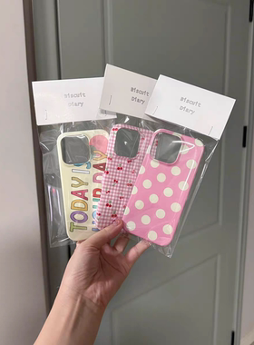 ins粉色少女格子樱桃适用于苹果16promax粉底波点15promax/14Promax/iphone12/11/xs硬壳iphone13全包菲林壳