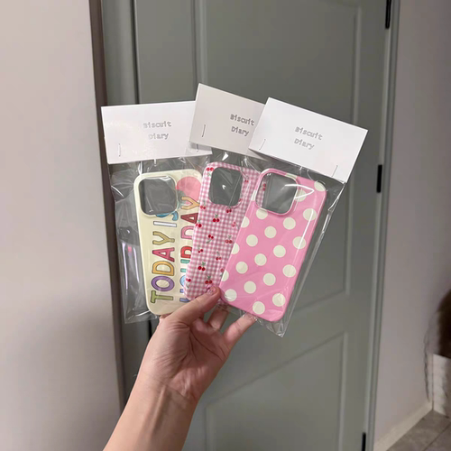ins粉色少女格子樱桃适用于苹果16promax粉底波点15promax/14Promax/iphone12/11/xs硬壳iphone13全包菲林壳