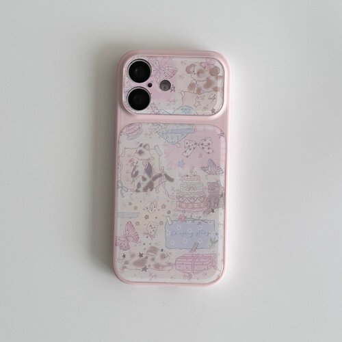 ins风猫猫插画大视窗亚克力全包精孔手机壳适用苹果iPhone17promax高级感保护套小众16plus15pro14防摔13pro