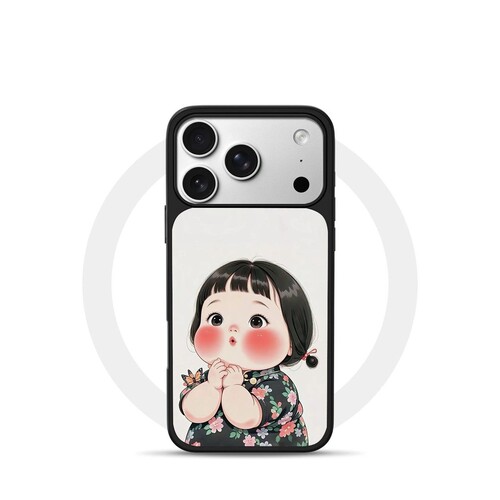 ins风可爱女孩黑边玻璃磁吸适用苹果小米iPhone17promax手机壳1613pro小米1415Pro华为mate80p90三星S25防摔
