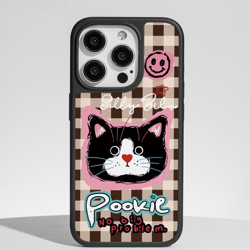 ins格子黑猫可爱亚克力黑边磁吸适用苹果iPhone16promax手机壳1312pro小米1415Pro华为mate60p70三星S23防摔