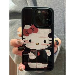 ins像素风个性 kt亚克力黑边磁吸适用苹果iPhone16promax手机壳1312pro小米1415Pro华为mate60p70三星S23防摔