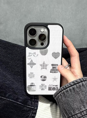 复古波点数据流亚克力黑边磁吸适用苹果iPhone16promax手机壳1312pro小米1415Pro华为mate60p70三星S23防摔