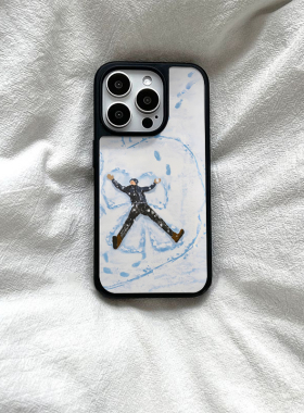 ins个性雪地情侣亚克力黑边磁吸适用苹果iPhone16promax手机壳1312pro小米1415Pro华为mate60p70三星S23防摔