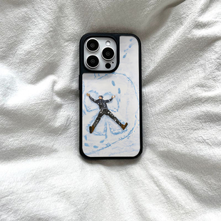 ins个性 雪地情侣亚克力黑边磁吸适用苹果iPhone16promax手机壳1312pro小米1415Pro华为mate60p70三星S23防摔