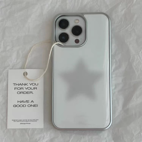 暗淡灰色星星韩新款银边玻璃手机壳适用苹果iPhone17promax高级感保护套小众16plus亮面15pro14防摔简约13pro