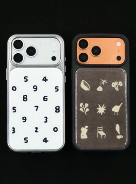 ins复古数字插画黑边电镀银软壳适用苹果iPhone17promax手机壳1615pro小米1415Pro华为mate60p70三星S23防摔