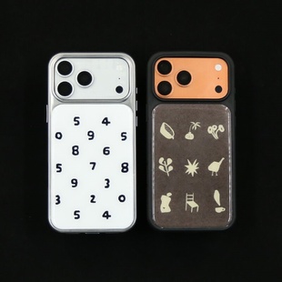 ins复古数字插画黑边电镀银软壳适用苹果iPhone17promax手机壳1615pro小米1415Pro华为mate60p70三星S23防摔