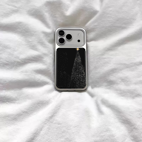 ins个性复古圣诞树银边滴胶手机壳适用苹果iPhone17promax高级感保护套小众16plus华为15pro14防摔小米13pro