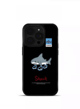 ins风可爱黑色鲨鱼黑边软壳磁吸适用苹果iPhone17promax手机壳1615pro小米1415Pro华为mate60p70三星S23防摔