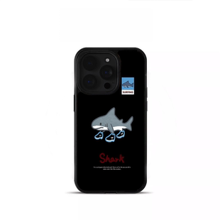 ins风可爱黑色鲨鱼黑边软壳磁吸适用苹果iPhone17promax手机壳1615pro小米1415Pro华为mate60p70三星S23防摔