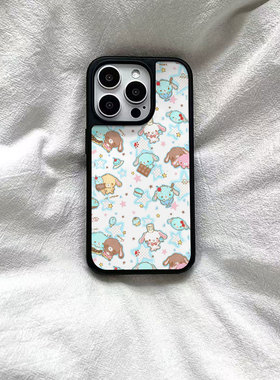 ins星星甜梦猫亚克力黑边磁吸适用苹果iPhone16promax手机壳1312pro小米1415Pro华为mate60p70三星S23防摔