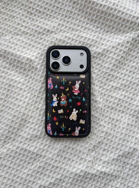 ins风可爱小熊小兔小狗皮质适用于苹果iPhone17promax手机壳1613pro小米1715Pro华为mate70p80防摔高级感新款