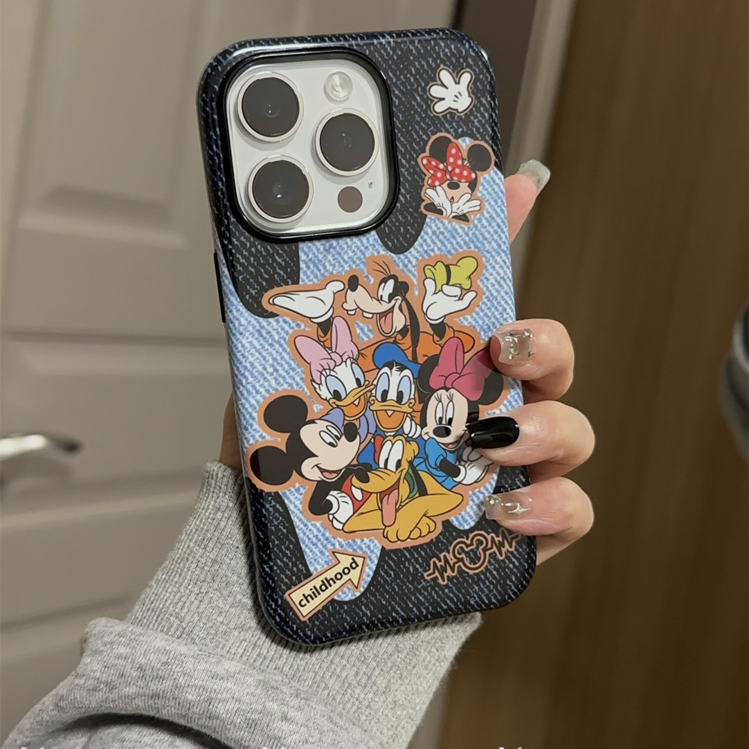 原创个性可爱卡通米老鼠高级感适用与iPhone14苹果15promax菲林手机壳全包硬壳13mini小众16荣耀90二合一磨砂