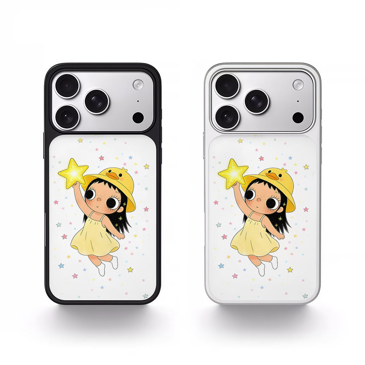 ins复古星星女孩黑边电镀银磁吸适用苹果iPhone17promax手机壳1615pro小米1415Pro华为mate60p70三星S23防摔
