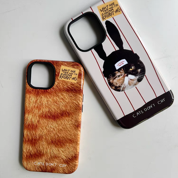 可爱橘猫苹果iPhone15手机壳iPhone13/14二合一菲林壳15pro/iphone14promax防摔保护壳11/12pro13mini全包边