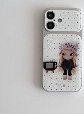 ins风波点小女孩大视窗磁吸全包精孔手机壳适用苹果iPhone17promax高级感保护套小众16plus15pro14防摔13pro